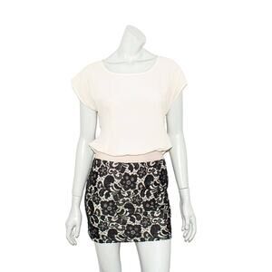 MIU MIU Women's Lace Skirt n blouse Dress Chiffon nude top Size Large